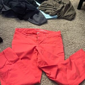 Pink pants side pockets.